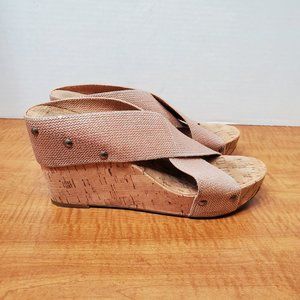LUCKY BRAND Miller 2' Sandal WEDGES size 8.5 beige